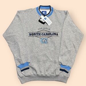 Vintage North Carolina Tar Heels 1990s Starter Sweatshirt Deadstock Medium Gray